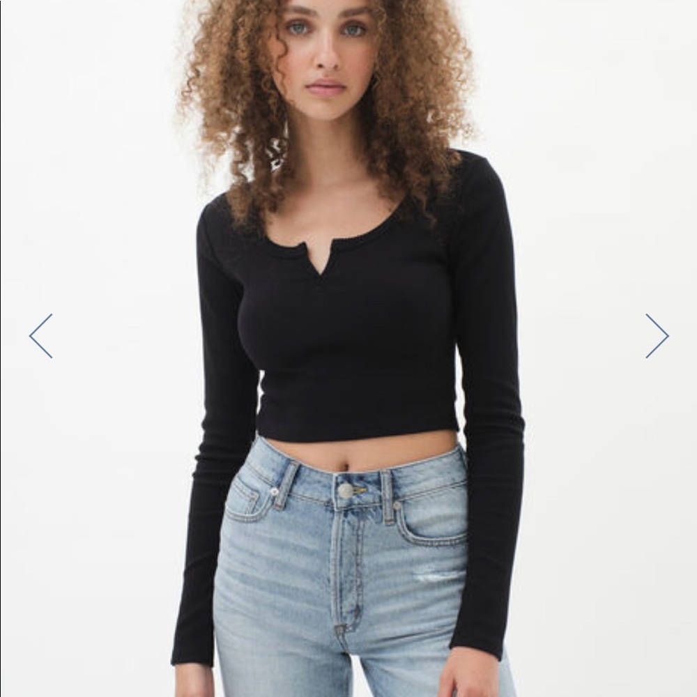 Aeropostale Black Sweater Like Notched Top